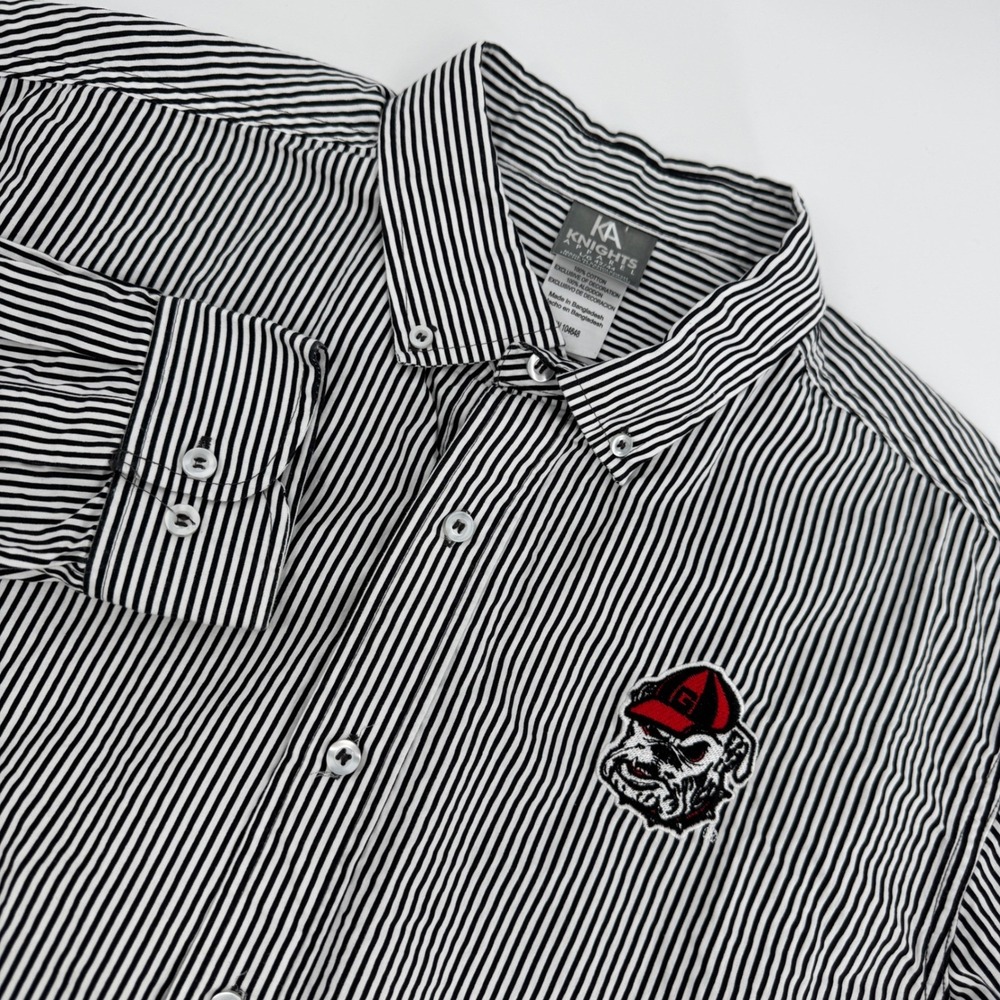 NCAA UGA University Of Georgia Bulldogs Striped Button Down Shirt Men's Large